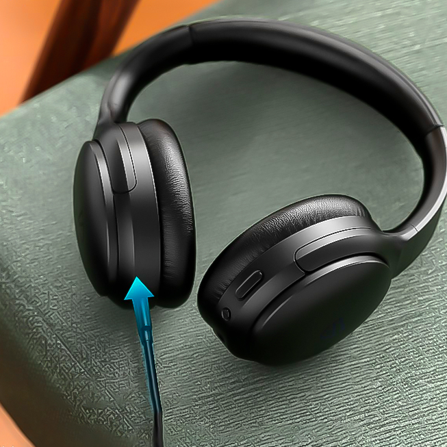 SoundPEATS Auriculares híbridos A6 con cancelación activa de ruido,  auriculares inalámbricos Bluetooth sobre la oreja, sonido premium, tiempo  de reproducción de 38 horas, auriculares de espuma viscoelástica, diseño  plegable para viajes  